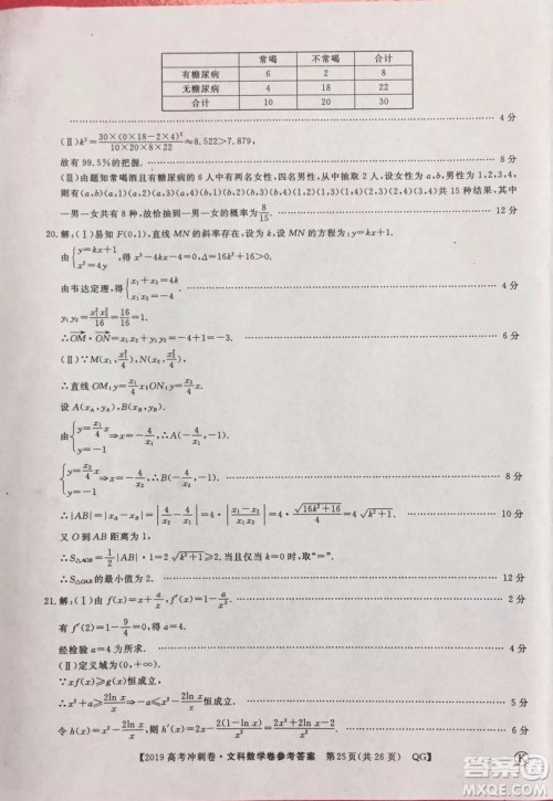 2019年普通高等学校招生全国统一考试冲刺预测卷六文理数试题及答案