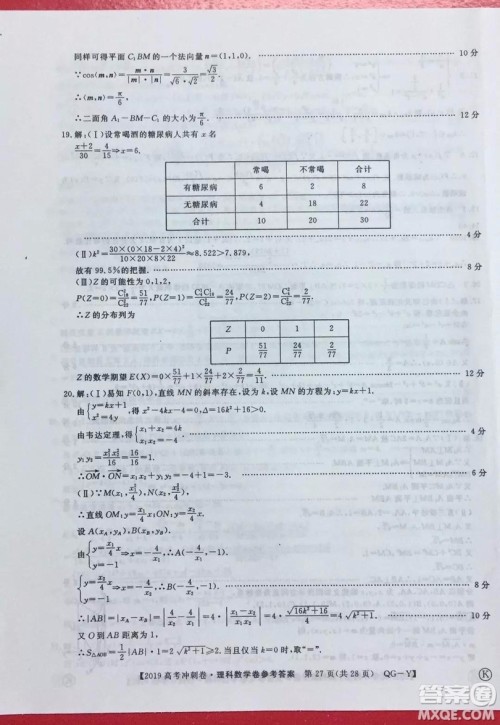 2019年普通高等学校招生全国统一考试冲刺预测卷六文理数试题及答案