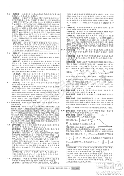 2019年高考最后一卷第一-七模拟理综试题及答案