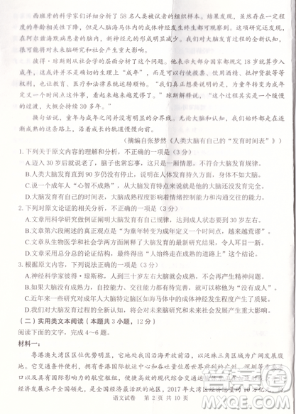 2019年卓越名校联盟适应与模拟一语文试题及答案 2019年卓越名校联盟适应与模拟一语文试题及答案