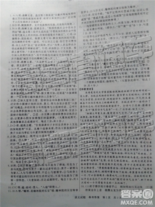 2019年枣庄高三5月适应性考试语文试题及参考答案 2019年枣庄高三5月适应性考试语文试题及参考答案