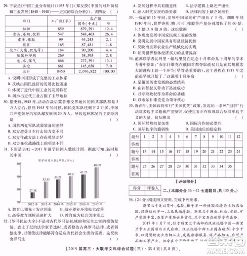2019年金学导航大联考三文综试题及答案