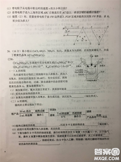 2019年安徽省六安一中高考仿真训练一文理综试题及答案