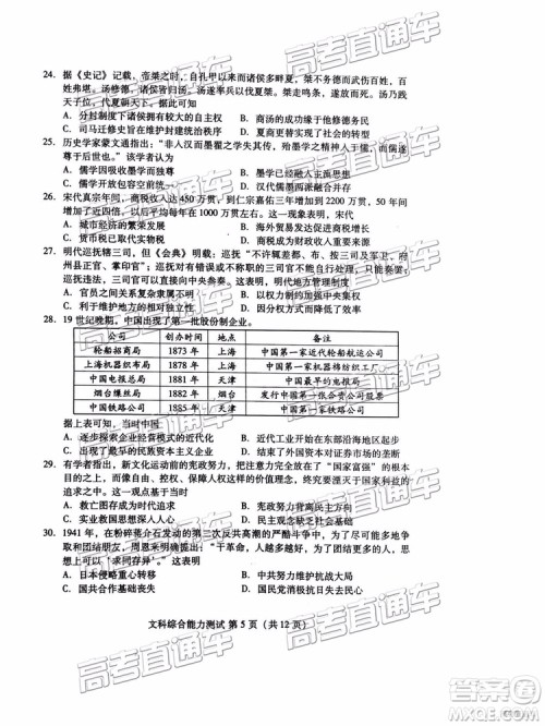 2019年潍坊菏泽三模文综试题及参考答案