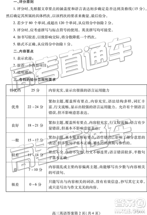 2019年潍坊菏泽三模英语及参考答案