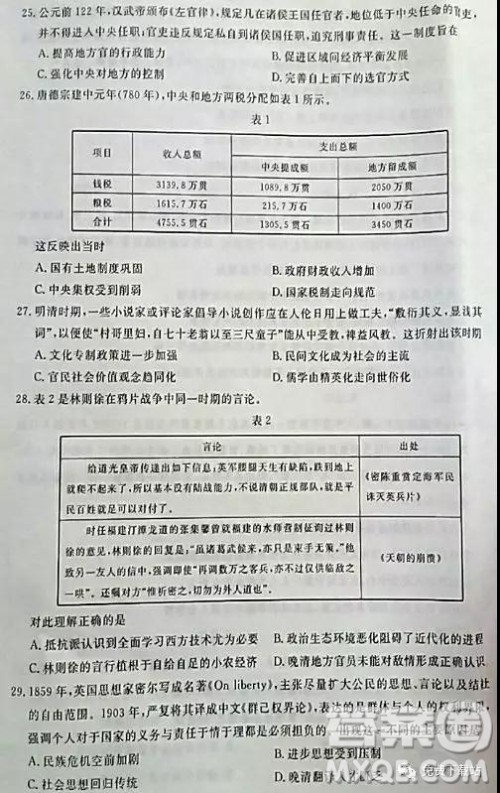 2019年高考命题研究专家押题卷二文综试题及答案