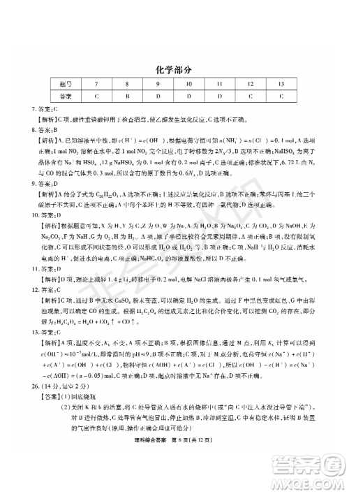 2019年5月河南名校高三压轴第三次考试考试理综试题及答案