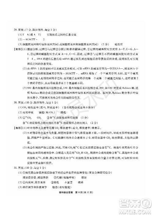 2019年5月河南名校高三压轴第三次考试考试理综试题及答案 2019年5月河南名校高三压轴第三次考试考试理综试题及答案