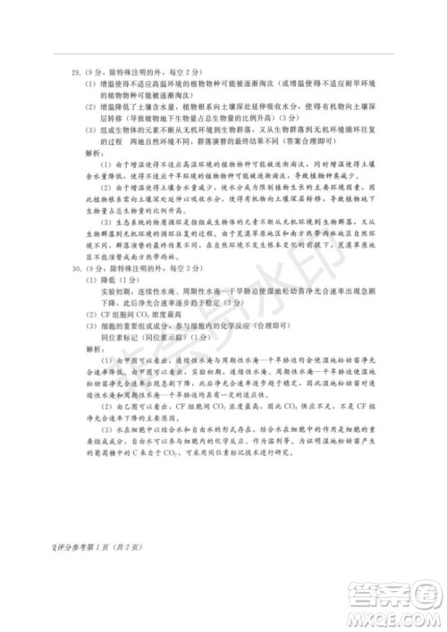 2019年伯乐马普通高等学校招生全国统一押题考试二理综试题及答案