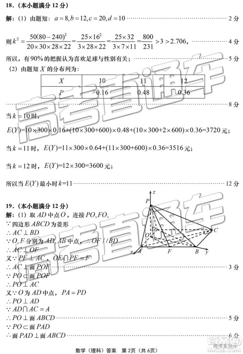 2019年青岛三模理数试题及答案