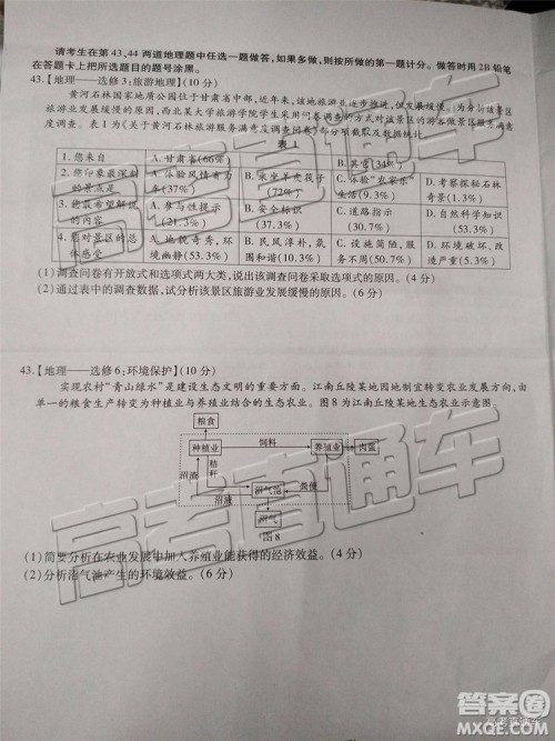 2019年重庆南开中学高三第四次教学质量检测文综试题及参考答案