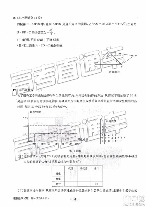 2019年合肥一中冲刺高考最后一卷理数参考答案