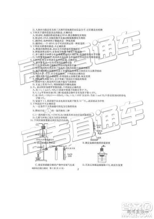 2019年合肥一中冲刺高考最后一卷理综参考答案