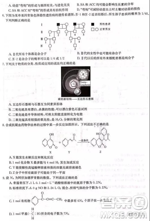 2019年河南省名校联盟冲刺压轴卷五理综试题及答案