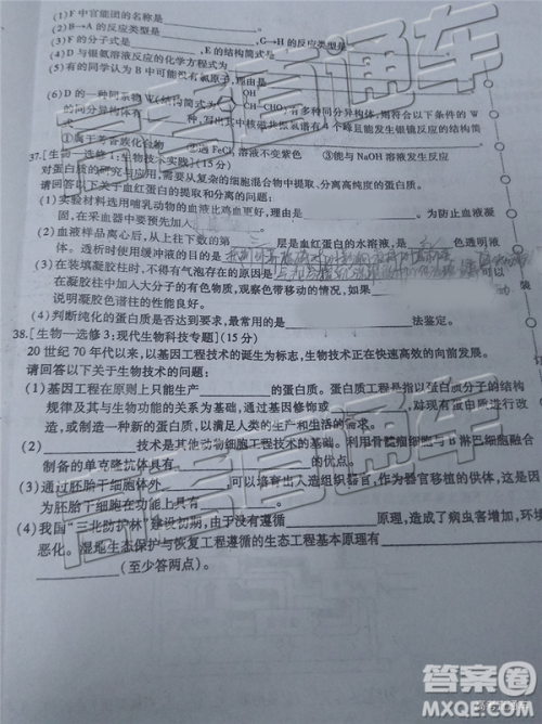 2019年东北三省三校四模理综试题及答案
