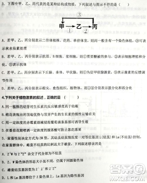 2019年衡水中学高三考前模拟卷文理综试题及参考答案 2019年衡水中学高三考前模拟卷文理综试题及参考答案