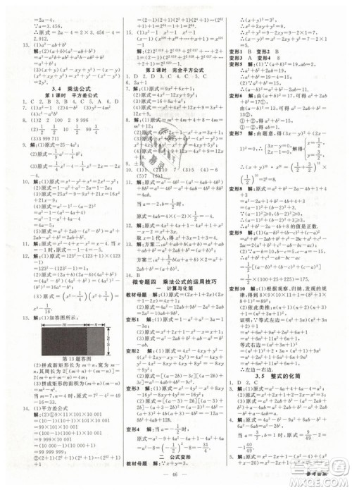 2019年全效学习课时提优七年级下册数学浙教版参考答案