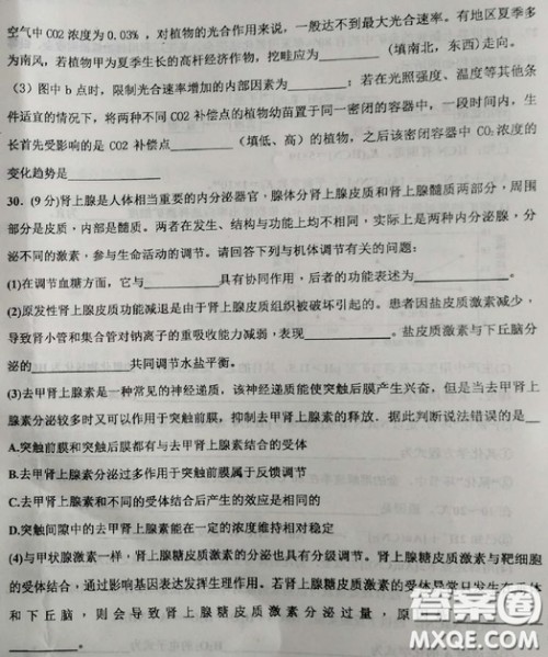 2019河北衡水中学高考前最后一次模拟理综试题及答案 2019河北衡水中学高考前最后一次模拟理综试题及答案