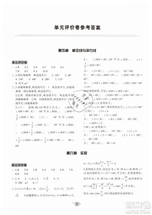 2019年基础训练七年级数学下册人教版大象出版社答案