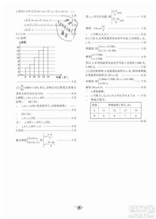 2019年基础训练七年级数学下册人教版大象出版社答案 2019年基础训练七年级数学下册人教版大象出版社答案