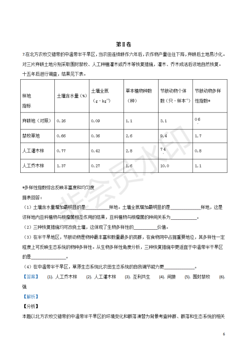 2019年天津卷高考理综试题及答案