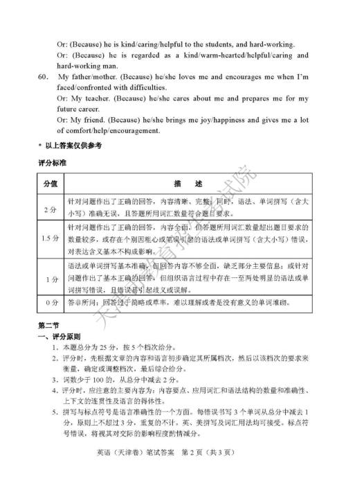 2019年天津卷高考英语试题及答案 2019年天津卷高考英语试题及答案