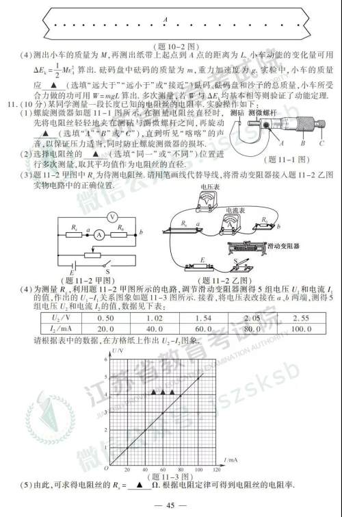2019年高考江苏卷物理试题及答案