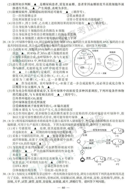 2019年高考江苏卷生物试题及答案