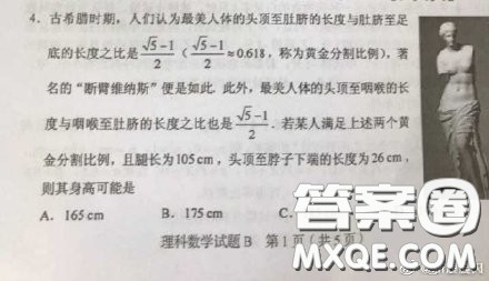 2019全国I卷数学高考维纳斯身高题答案解析 维纳斯的身高高考答案 2019全国I卷数学高考维纳斯身高题答案解析 维纳斯的身高高考答案