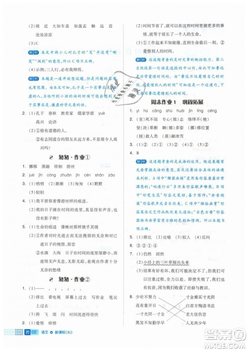 2019年全品作业本六年级语文下册人教版答案 2019年全品作业本六年级语文下册人教版答案