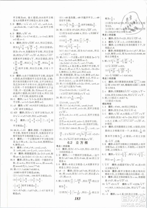 2019年全优课堂考点集训与满分备考七年级数学下册人教版答案