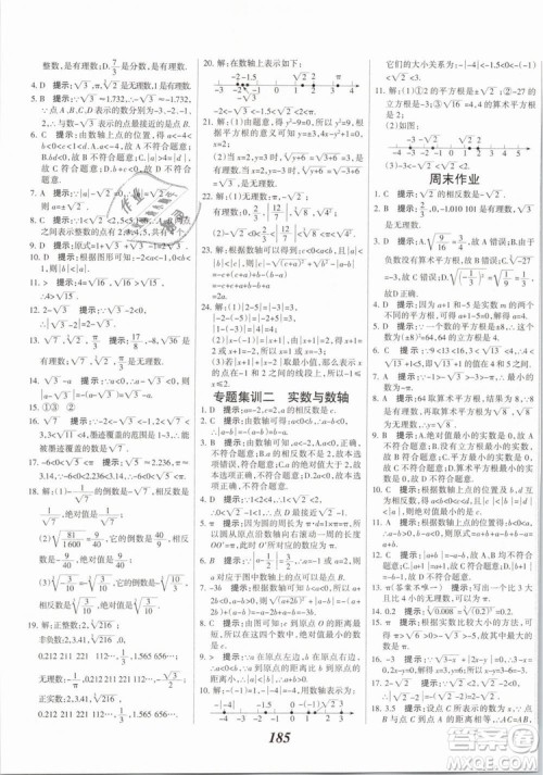 2019年全优课堂考点集训与满分备考七年级数学下册人教版答案