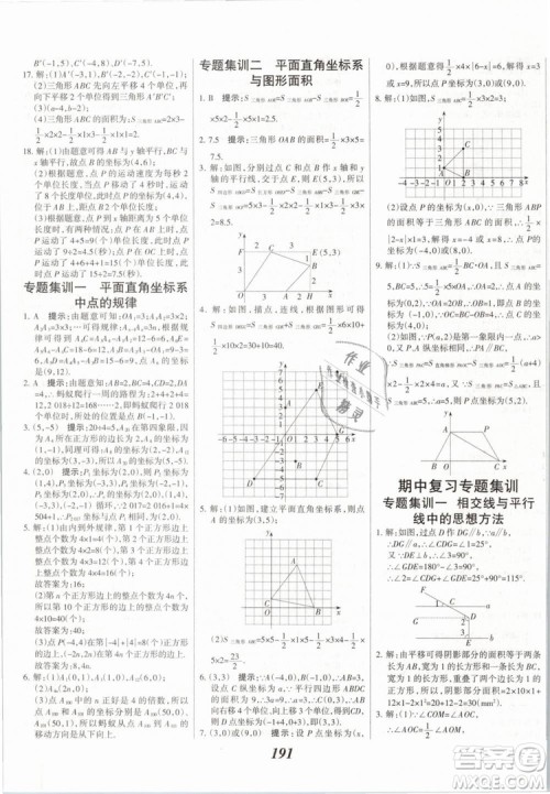 2019年全优课堂考点集训与满分备考七年级数学下册人教版答案