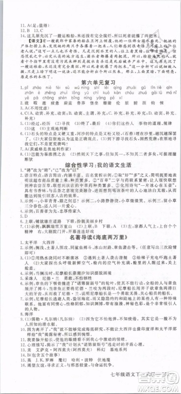 优翼丛书2019年学练优初中语文七年级下武汉专版RJ人教版参考答案 优翼丛书2019年学练优初中语文七年级下武汉专版RJ人教版参考答案