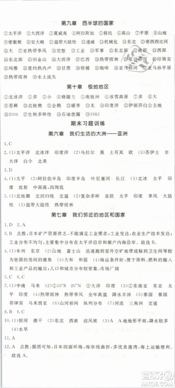 2019年优翼学练优学科思维训练法七年级地理下册RJ人教版参考答案 2019年优翼学练优学科思维训练法七年级地理下册RJ人教版参考答案