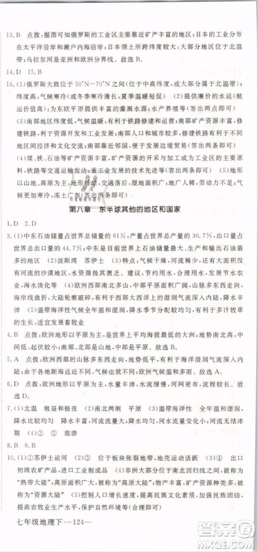 2019年优翼学练优学科思维训练法七年级地理下册RJ人教版参考答案 2019年优翼学练优学科思维训练法七年级地理下册RJ人教版参考答案