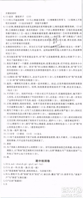2019年优翼学练优学科思维训练法七年级语文下册RJ人教版贵州专版参考答案 2019年优翼学练优学科思维训练法七年级语文下册RJ人教版贵州专版参考答案