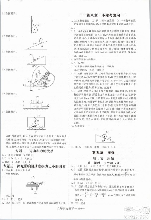 2019年优翼学练优学科思维训练法八年级物理下册RJ人教版参考答案