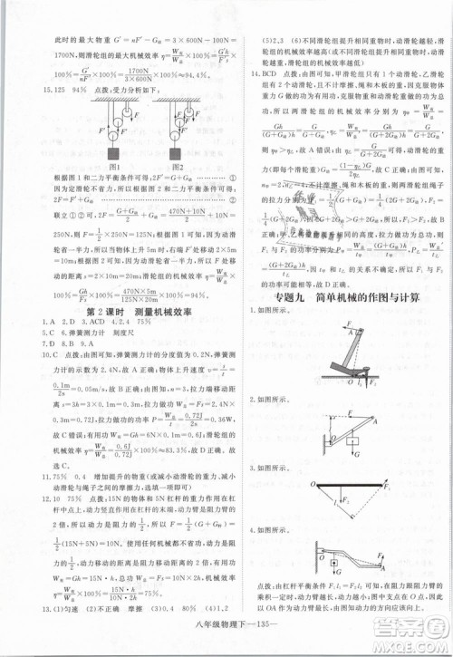 2019年优翼学练优学科思维训练法八年级物理下册RJ人教版参考答案