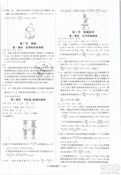 2019年优翼学练优学科思维训练法八年级物理下册RJ人教版参考答案