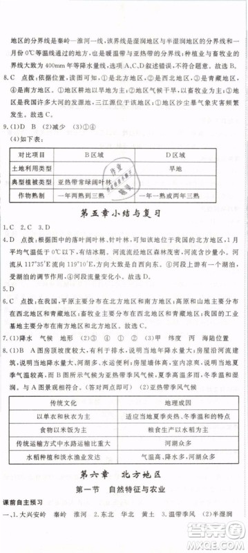 优翼丛书2019年学练优学科思维训练法八年级地理下册RJ人教版参考答案