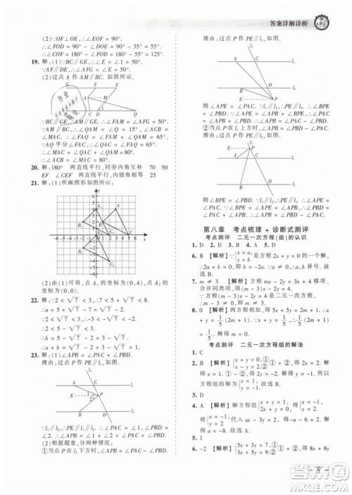 2019年王朝霞考点梳理时习卷七年级数学下册人教版参考答案 2019年王朝霞考点梳理时习卷七年级数学下册人教版参考答案