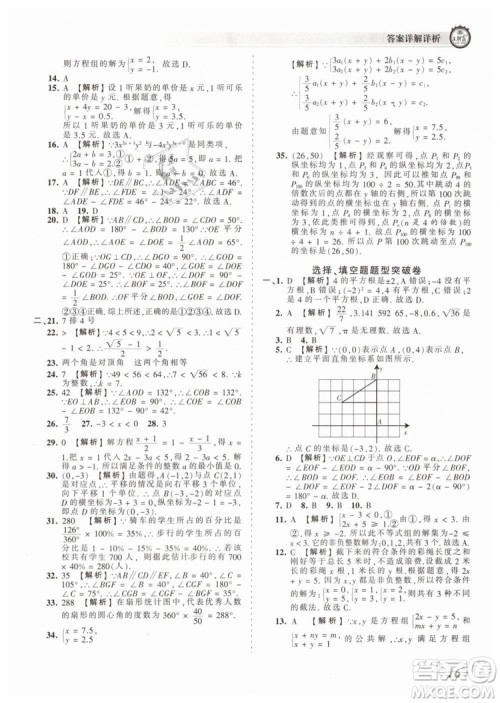 2019年王朝霞考点梳理时习卷七年级数学下册人教版参考答案 2019年王朝霞考点梳理时习卷七年级数学下册人教版参考答案