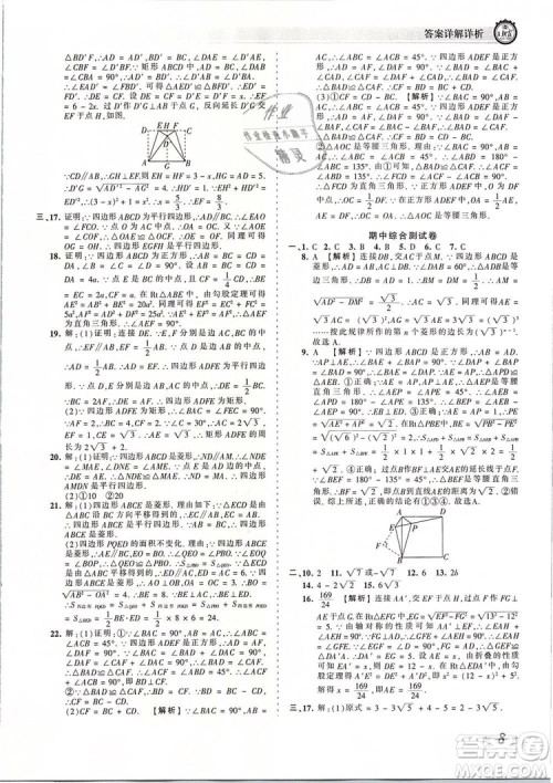 2019年人教版王朝霞考点梳理时习卷八年级数学下册参考答案