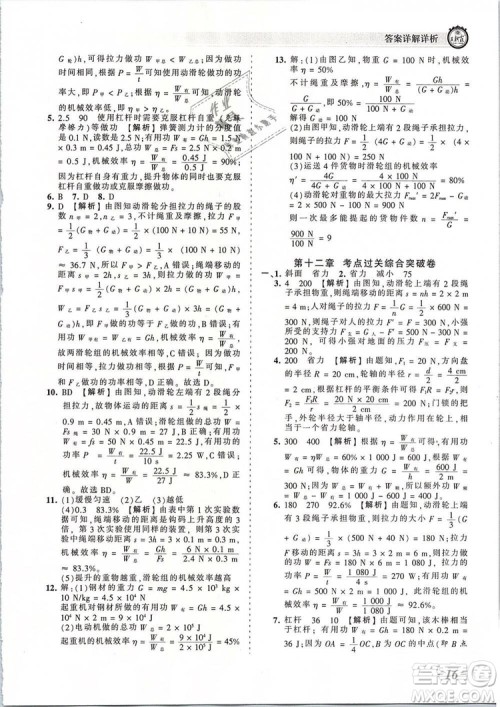 2019年王朝霞考点梳理时习卷八年级物理下册人教版参考答案