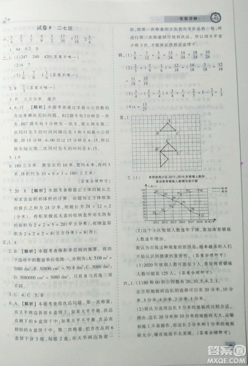 2019年王朝霞期末真题精编五年级数学下册人教版参考答案 2019年王朝霞期末真题精编五年级数学下册人教版参考答案