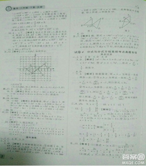 2019年北师大版王朝霞期末真题精编八年级数学下册参考答案