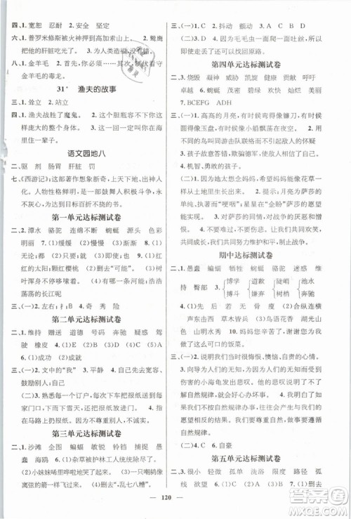 2019年名师测控四年级语文下册RJ人教版参考答案 2019年名师测控四年级语文下册RJ人教版参考答案