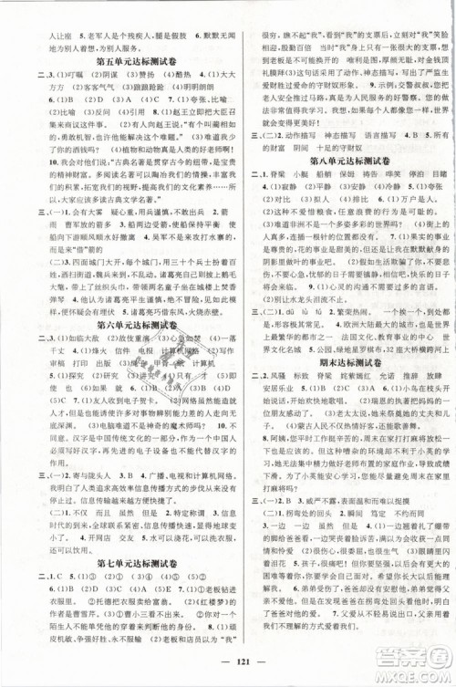鸿鹄志文化2019年名师测控五年级语文下册RJ人教版参考答案 鸿鹄志文化2019年名师测控五年级语文下册RJ人教版参考答案