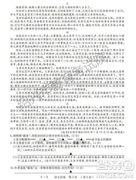 2019年浙江绍兴中考真题语文试题及参考答案 2019年浙江绍兴中考真题语文试题及参考答案